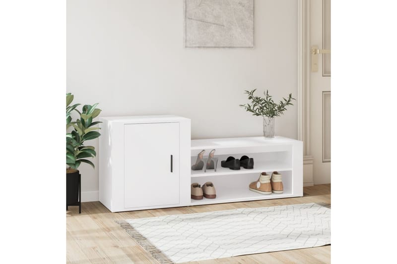 beBasic Skoskåp vit 130x35x54 cm konstruerat trä - White - Skoskåp - Hallförvaring - Skoförvaring