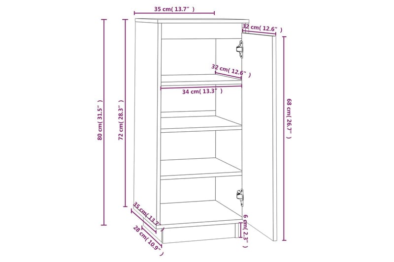 beBasic Skoskåp vit 35x35x80 cm massiv furu - White - Skoskåp - Hallförvaring - Skoförvaring