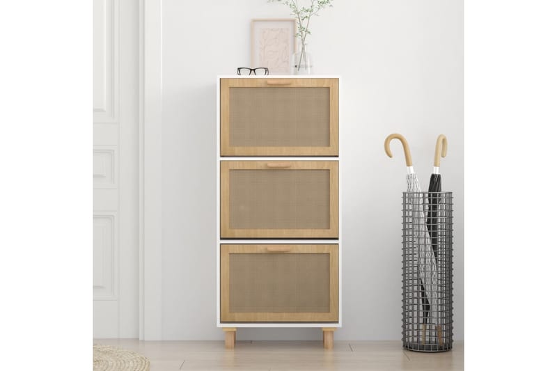 beBasic Skoskåp Vit 52x25x115 cm konstruerat trä & naturlig rotting - White - Förvaring - Skoförvaring - Skoskåp