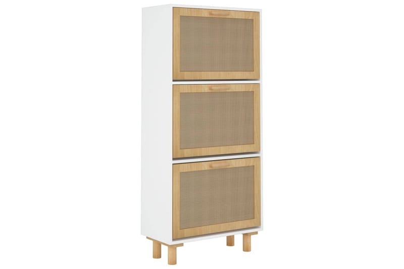 beBasic Skoskåp Vit 52x25x115 cm konstruerat trä & naturlig rotting - White - Förvaring - Skoförvaring - Skoskåp