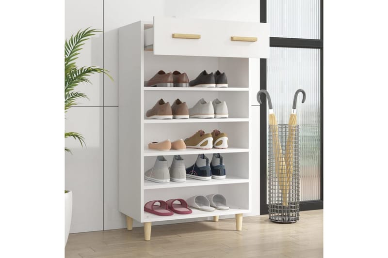 beBasic Skoskåp vit 60x35x105 cm konstruerat trä - White - Förvaring - Skoförvaring - Skoskåp