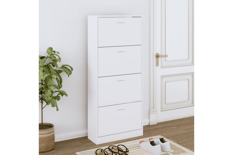 beBasic Skoskåp vit 63x24x147 cm konstruerat trä - White - Skoskåp - Hallförvaring - Skoförvaring