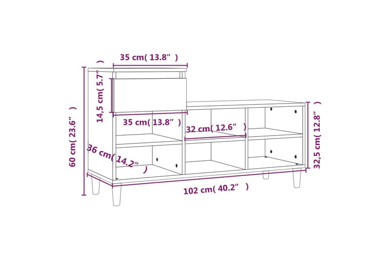 beBasic Skoskåp vit högglans 102x36x60 cm konstruerat trä - White - Skoskåp - Hallförvaring - Skoförvaring