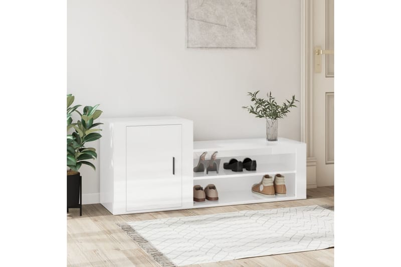 beBasic Skoskåp vit högglans 130x35x54 cm konstruerat trä - White - Skoskåp - Hallförvaring - Skoförvaring