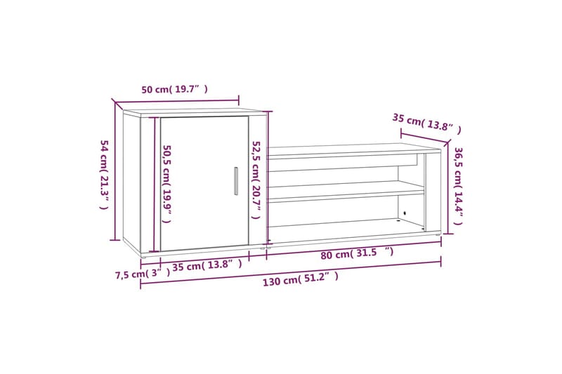 beBasic Skoskåp vit högglans 130x35x54 cm konstruerat trä - White - Skoskåp - Hallförvaring - Skoförvaring