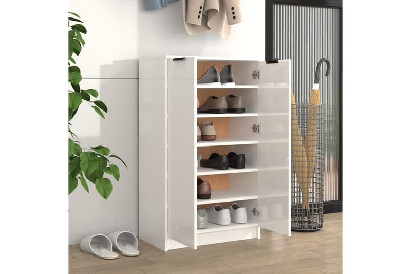 beBasic Skoskåp vit högglans 59x35x100 cm konstruerat trä - White - Förvaring - Skoförvaring - Skoskåp