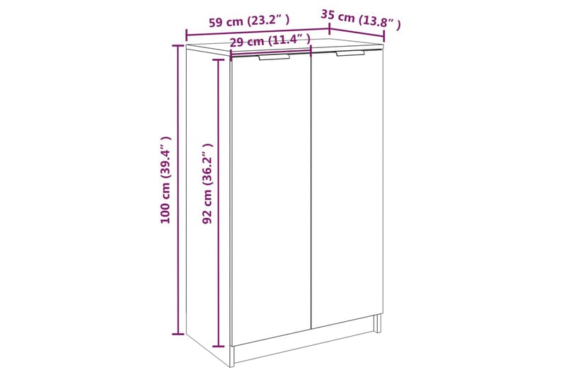 beBasic Skoskåp vit högglans 59x35x100 cm konstruerat trä - White - Förvaring - Skoförvaring - Skoskåp