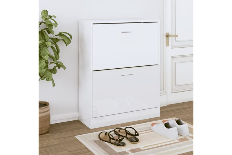 beBasic Skoskåp vit högglans 63x24x81 cm konstruerat trä - White - Förvaring - Skoförvaring - Skoskåp