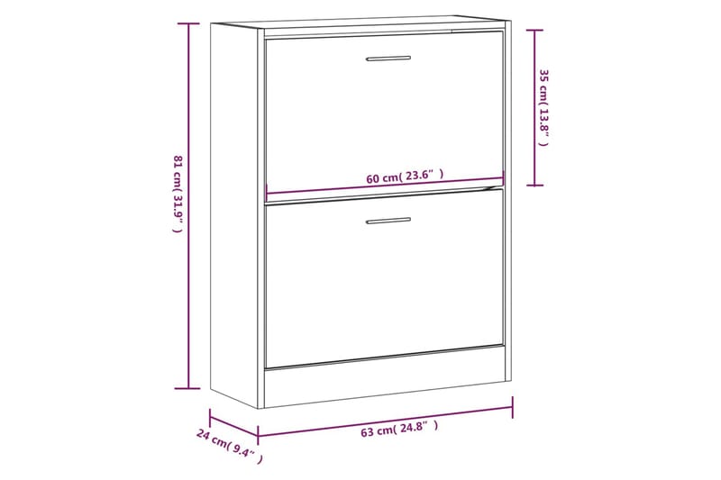 beBasic Skoskåp vit högglans 63x24x81 cm konstruerat trä - White - Förvaring - Skoförvaring - Skoskåp