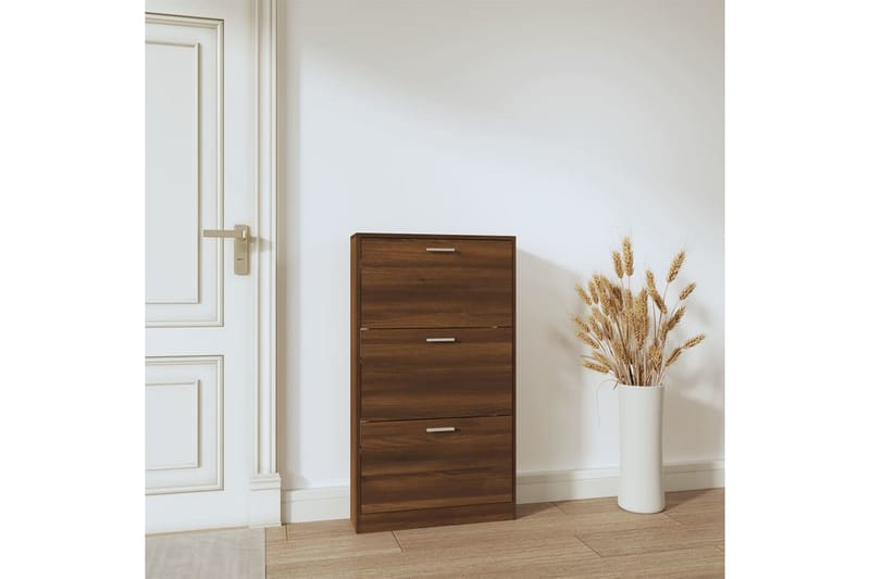 beBasic Skoställ brun ek 59x17x108 cm konstruerat trä - Brown - Förvaring - Skoförvaring