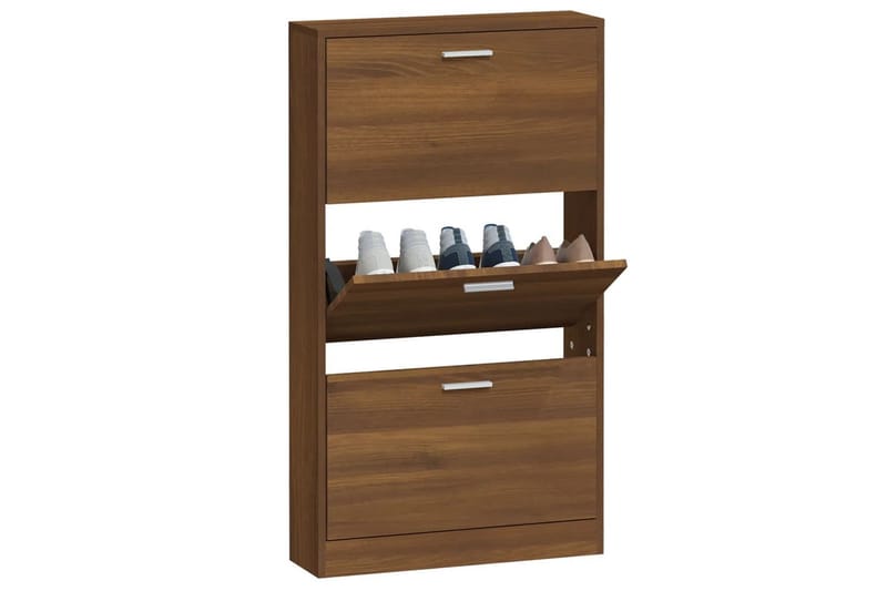 beBasic Skoställ brun ek 59x17x108 cm konstruerat trä - Brown - Förvaring - Skoförvaring