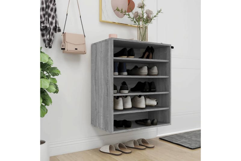 beBasic Skoställ grå sonoma 60x35x70 cm konstruerat trä - Grey - Hallförvaring - Skoförvaring - Skohylla & skoställ