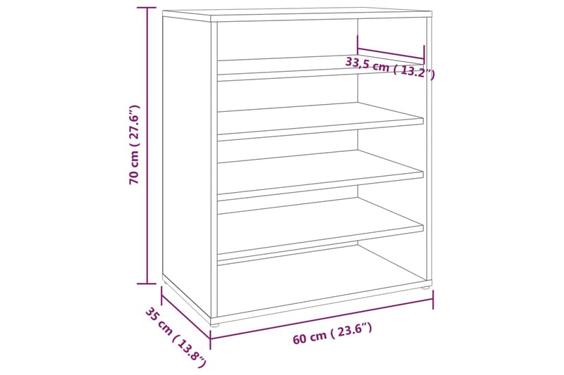 beBasic Skoställ grå sonoma 60x35x70 cm konstruerat trä - Grey - Hallförvaring - Skoförvaring - Skohylla & skoställ