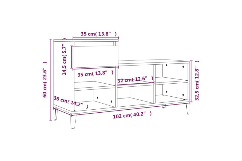 beBasic Skoställ rökfärgad ek 102x36x60 cm konstruerat trä - Brown - Hallförvaring - Skoförvaring - Skohylla & skoställ