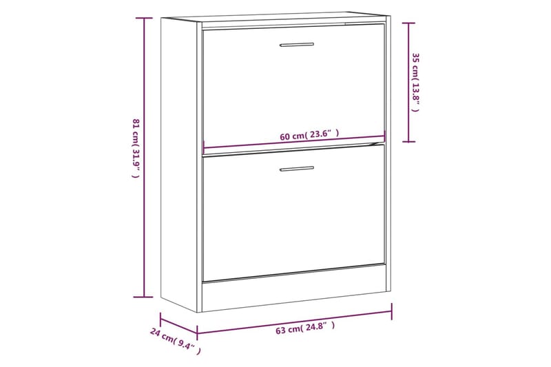 beBasic Skoställ rökfärgad ek 63x24x81 cm konstruerat trä - Brown - Hallförvaring - Skoförvaring - Skohylla & skoställ