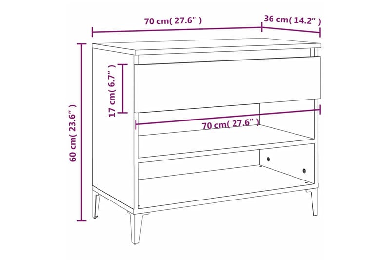 beBasic Skoställ rökfärgad ek 70x36x60 cm konstruerat trä - Brown - Hallförvaring - Skoförvaring - Skohylla & skoställ