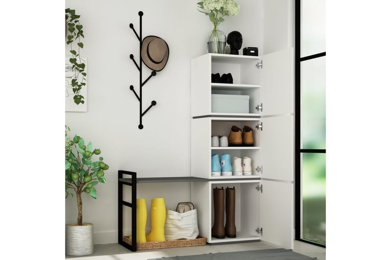 Bodsjö Skoskåp 109 cm - Grå/Vit - Förvaring - Skoförvaring - Skoskåp