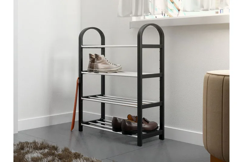 Cencja Skohylla 50x18 cm - Svart/Silver - Förvaring - Skoförvaring