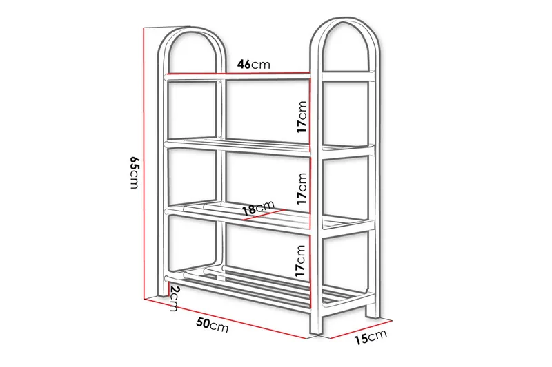 Cencja Skohylla 50x18 cm - Svart/Silver - Förvaring - Skoförvaring