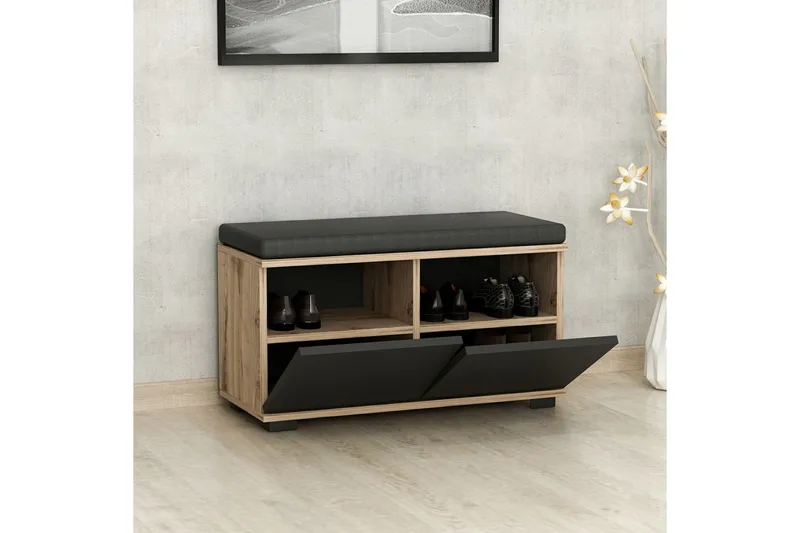 Drago Skoskåp 80 cm - Valnöt/Svart - Förvaring - Skoförvaring - Skoskåp