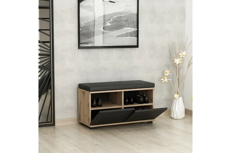 Drago Skoskåp 80 cm - Valnöt/Svart - Förvaring - Skoförvaring - Skoskåp