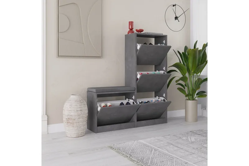 Dude Skoskåp 105 cm - Grå - Förvaring - Skoförvaring - Skoskåp