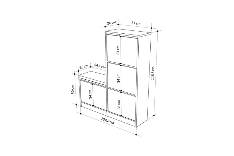 Dude Skoskåp 105 cm - Vit - Skoskåp - Hallförvaring - Skoförvaring