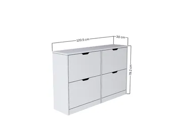 Durusu Skoskåp 120,5 cm - Mattvit - Förvaring - Skoförvaring