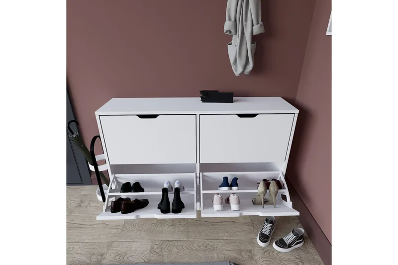 Durusu Skoskåp 120,5 cm - Mattvit - Förvaring - Skoförvaring - Skoskåp