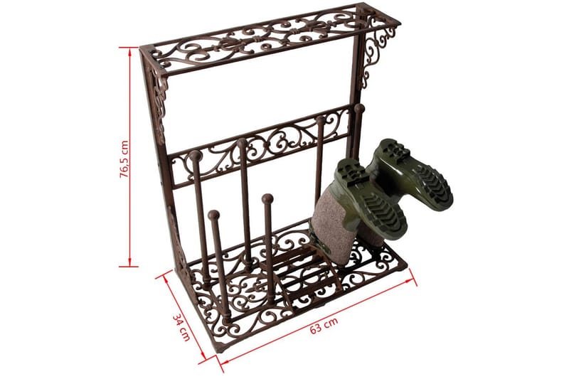 Esschert Design Stövelställ strl. L gjutjärn LH44 - Svart - Hallförvaring - Skoförvaring - Skohylla & skoställ