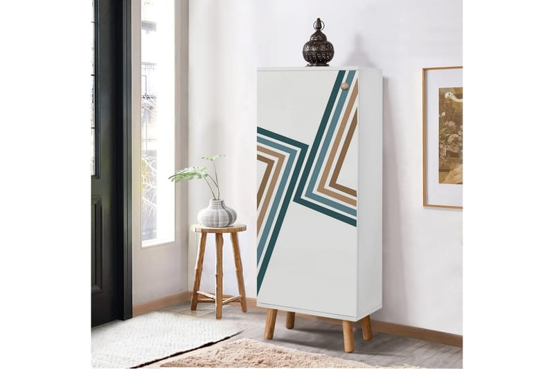 Gelsgan Skoskåp 50 cm - Vit/Blå - Förvaring - Skoförvaring - Skoskåp