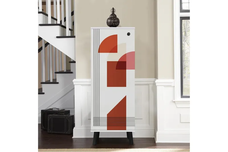 Gelsgan Skoskåp 50 cm - Vit/Röd - Förvaring - Skoförvaring - Skoskåp