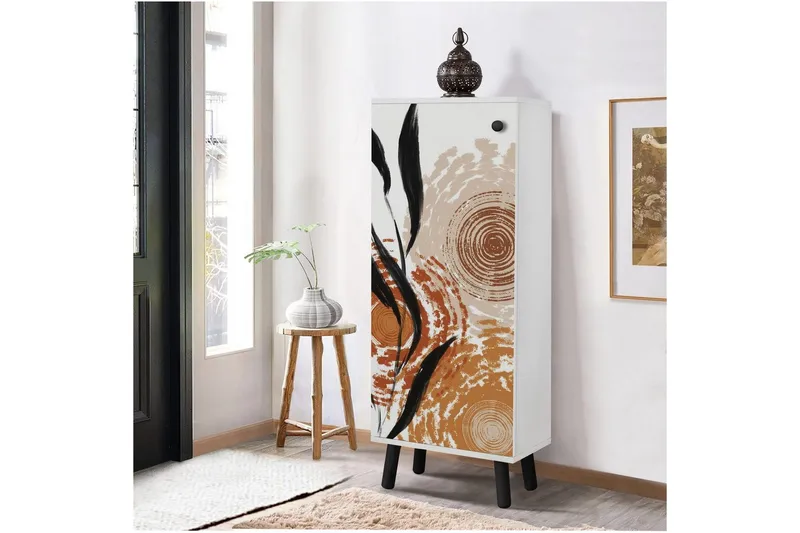 Gelsgan Skoskåp 50 cm - Vit/Svart - Förvaring - Skoförvaring - Skoskåp