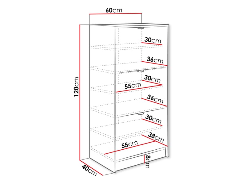 Gudelia Skoskåp 60 cm - vit - Förvaring - Skoförvaring - Skoskåp