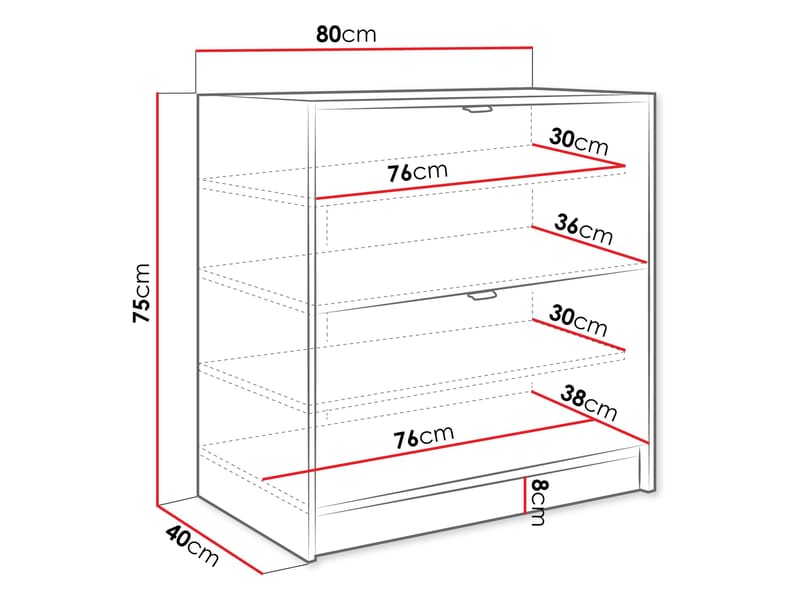 Gudelia Skoskåp 80 cm - vit - Förvaring - Skoförvaring - Skoskåp