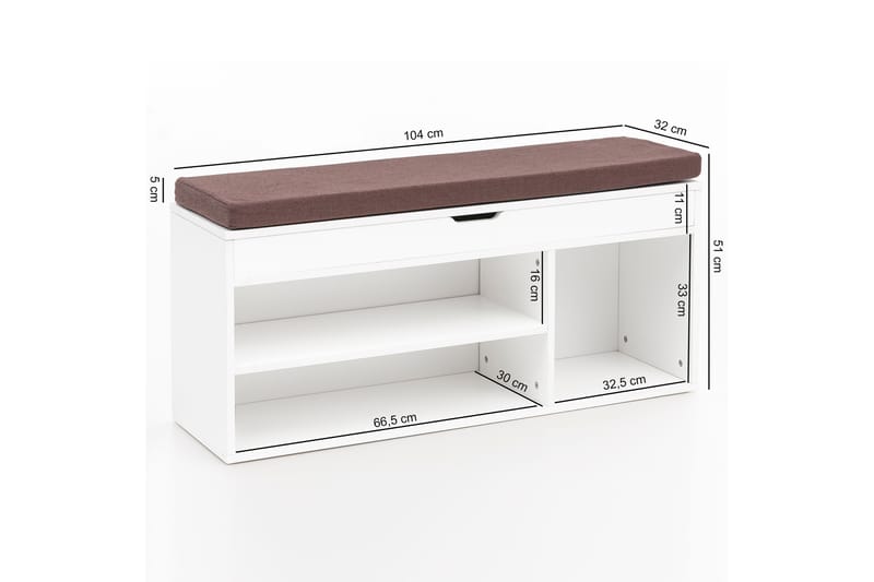 Gunnersbury Skohylla 104x32 cm - Vit - Hallförvaring - Skoförvaring - Skohylla & skoställ