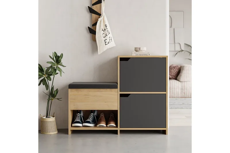 Haven Skoskåp 101,5 cm - Antracit/Ek - Förvaring - Skoförvaring - Skoskåp