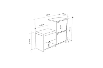 Haven Skoskåp 101,5 cm - Antracit/Ek - Förvaring - Skoförvaring