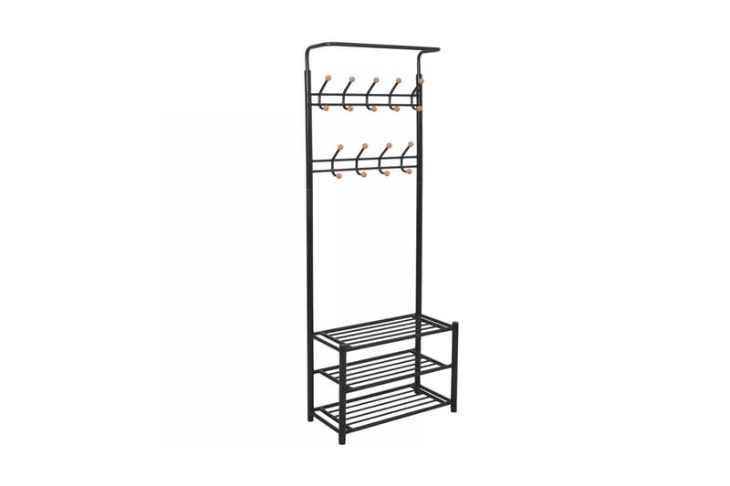 Klädhängare med skohylla 68x32x182,5 cm svart - Svart - Hallförvaring - Skoförvaring - Skohylla & skoställ