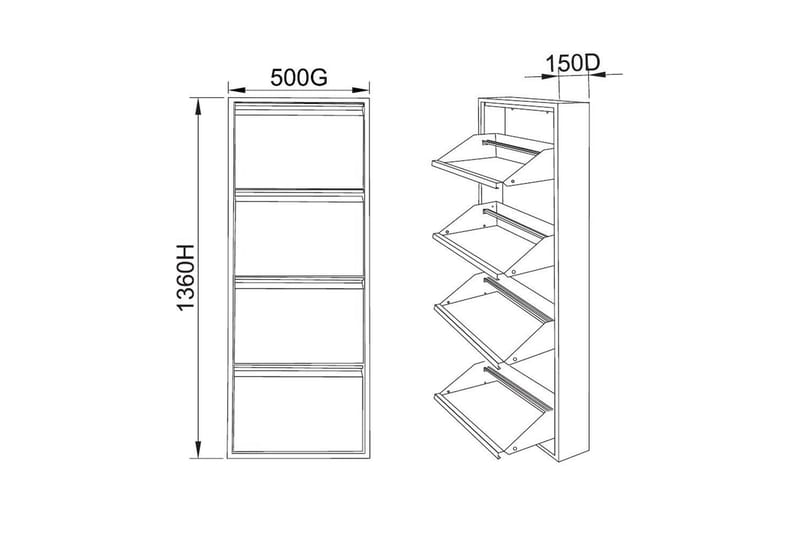 Mayazizi Skoskåp 50 cm - Ljusgrå - Förvaring - Skoförvaring - Skoskåp