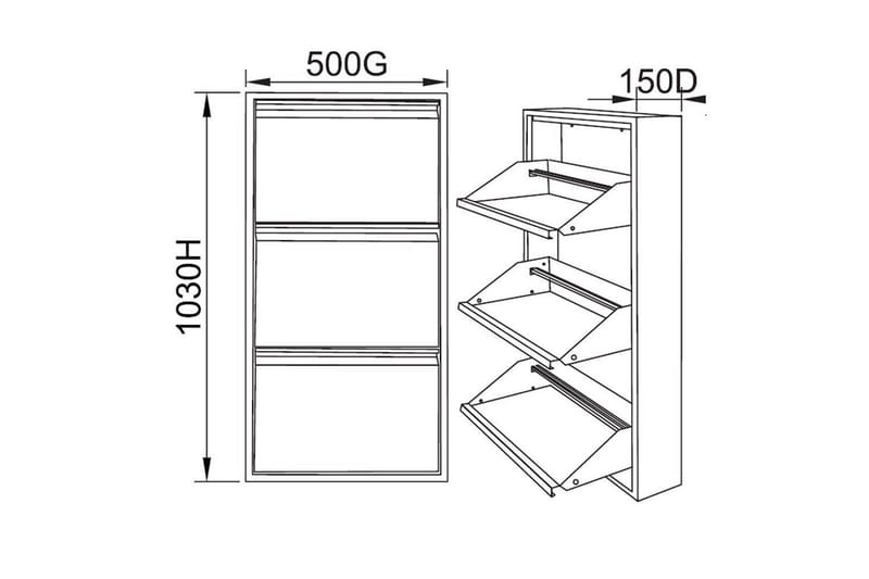 Mayazizi Skoskåp 50 cm - Ljusgrå - Förvaring - Skoförvaring - Skoskåp