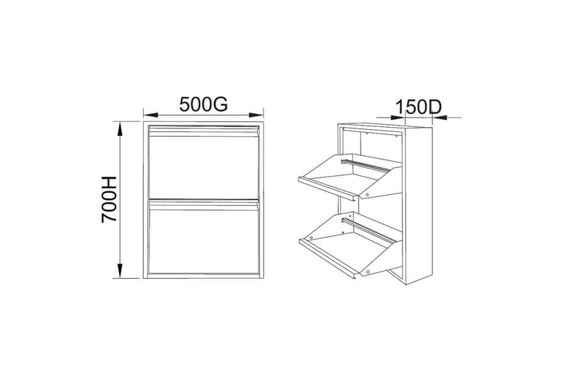 Mayazizi Skoskåp 50 cm - Ljusgrå - Förvaring - Skoförvaring - Skoskåp