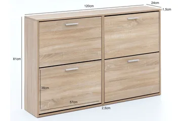 Metia Skoskåp 120x24 cm - Trä/natur - Förvaring - Skoförvaring