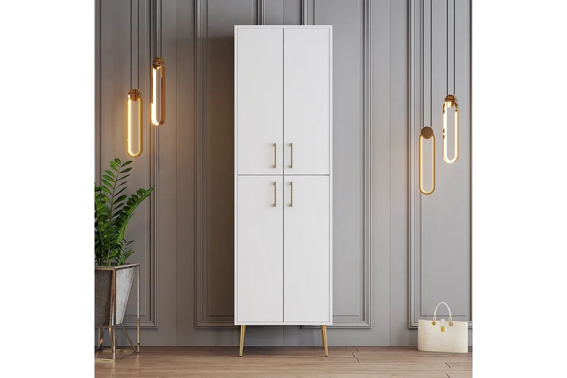 Retzow Skoskåp 60 cm, Guld/Vit