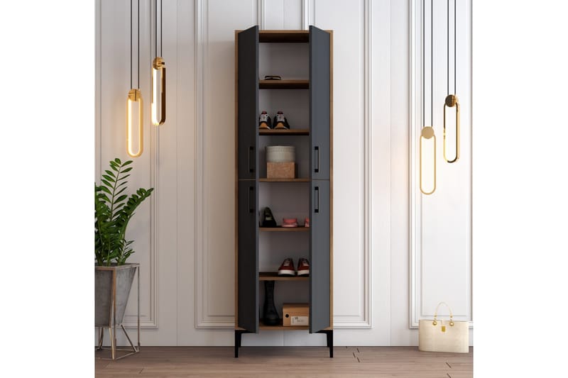 Retzow Skoskåp 60x35 cm - Mörkbrun/Antracit - Förvaring - Skoförvaring - Skoskåp