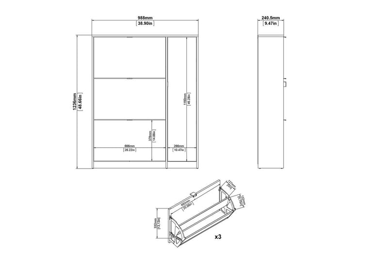 Rivornis Skoskåp 98,8 cm - Natur - Förvaring - Skoförvaring - Skoskåp