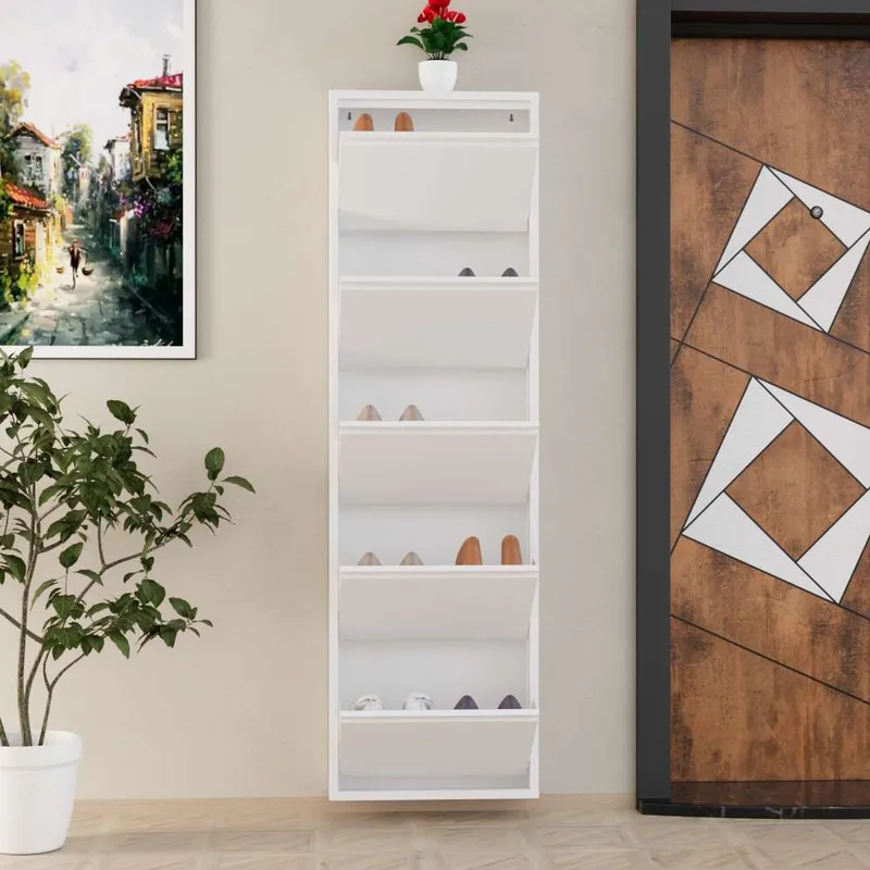 Rylanis Skoskåp 50x169 cm - Vit - Förvaring - Skoförvaring - Skoskåp