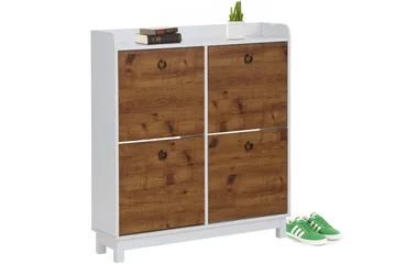 Shellake Skoskåp 92x25 cm - Vit/Natur - Förvaring - Skoförvaring