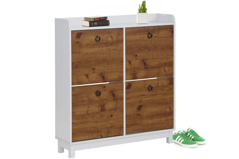 Shellake Skoskåp 92x25 cm - Vit/Natur - Förvaring - Skoförvaring - Skoskåp