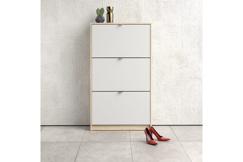 Shoey Skoskåp 3 Fack - Trä/natur/Vit - Förvaring - Skoförvaring - Skoskåp